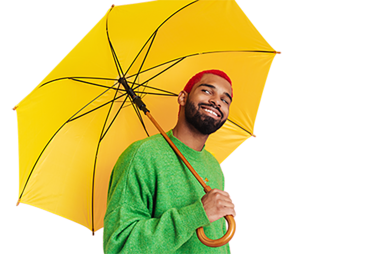 man with umbrella